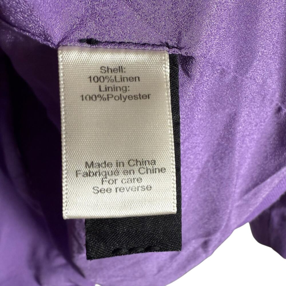Ronny Kobo Klover Purple Linen Oversized Two Button Blazer Jacket Size Medium - Picture 7 of 13